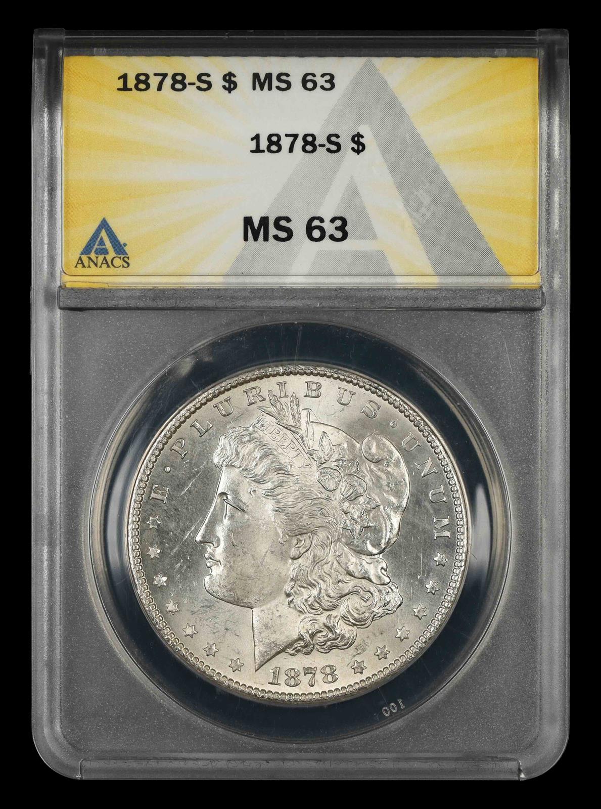 1878 S $1 ANACS MS 63