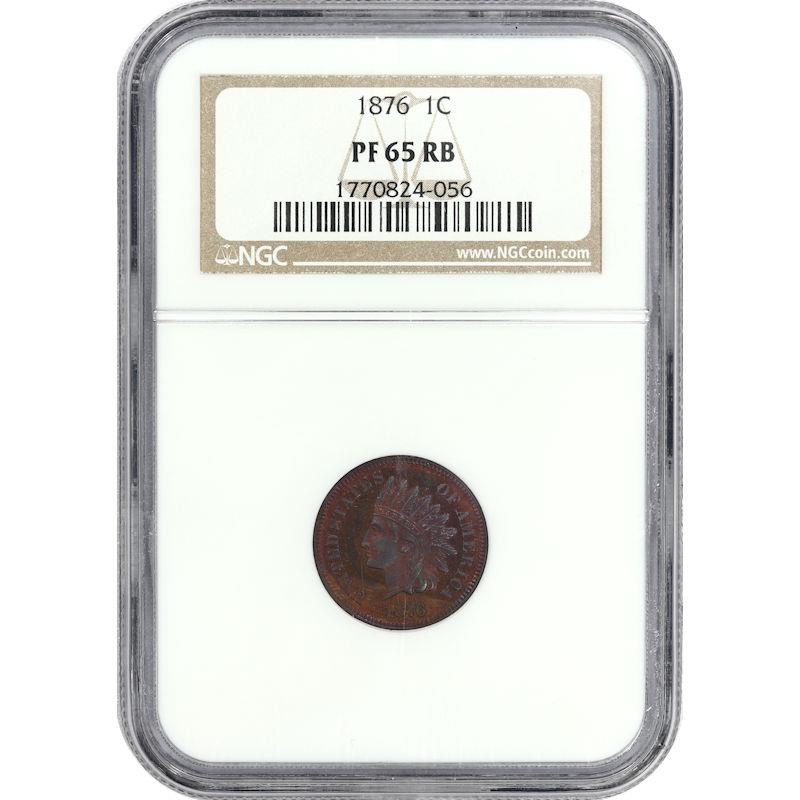 1876 Indian Head Cent 1C NGC PF65RB Unique Color Toning