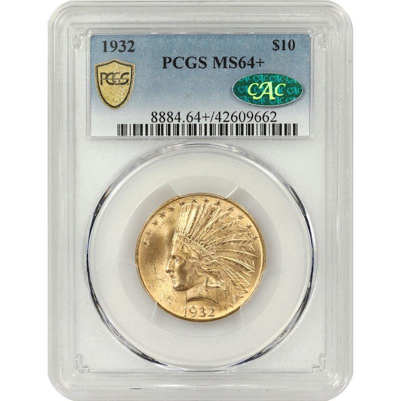1932 Indian Head $10 Gold Eagle PCGS  CAC MS64+