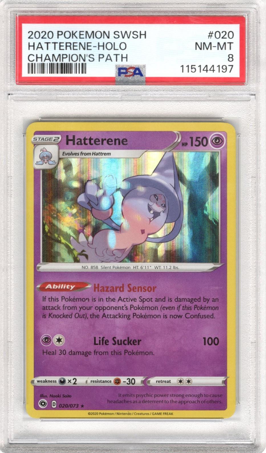 2020 Pokemon SWSH Champions Path Hatterene - Holo #020 PSA NM MT 8 