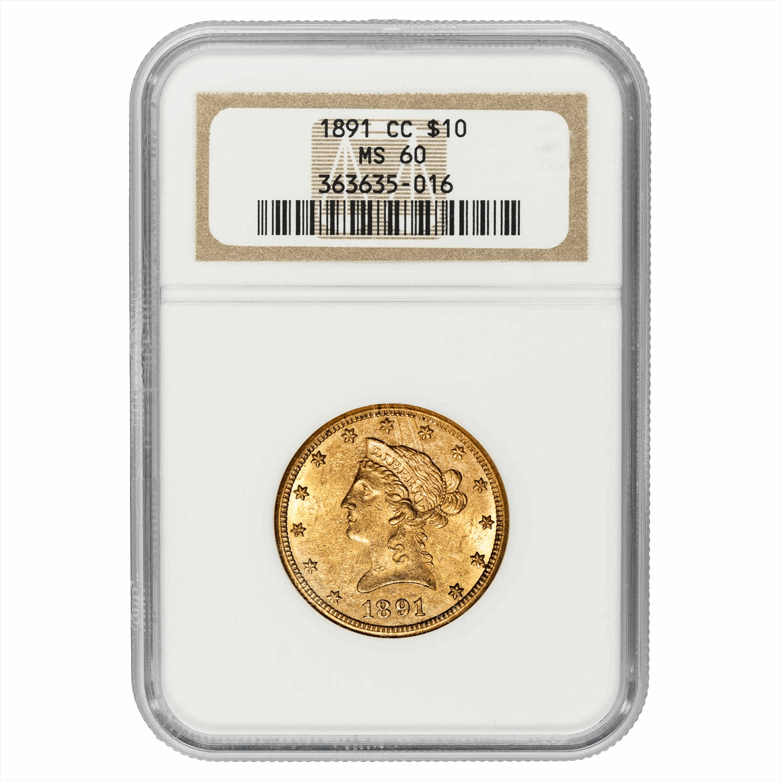 1891-CC Liberty Head Gold Eagle $10 NGC MS 60