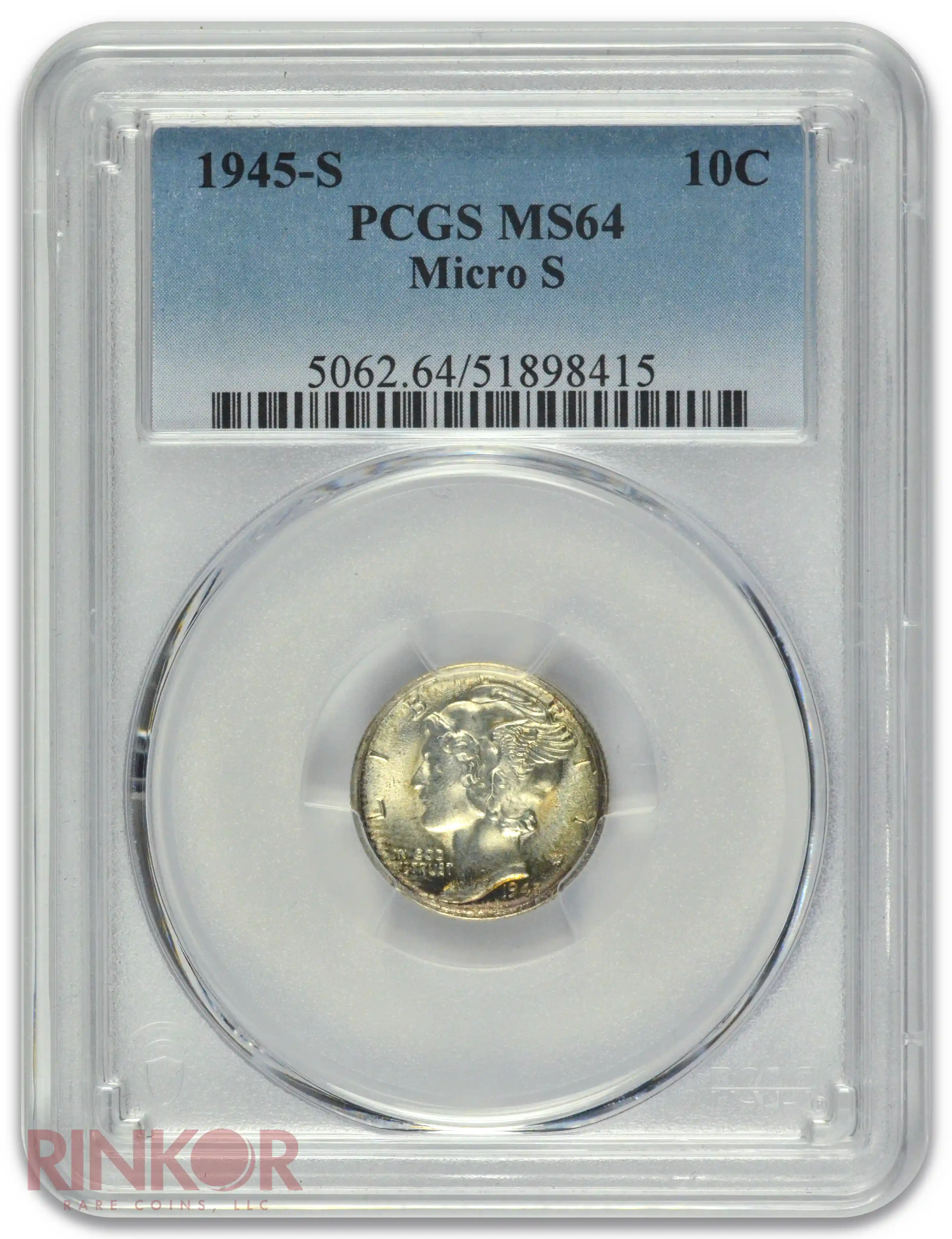 1945-S Micro S Mercury Dime PCGS MS 64