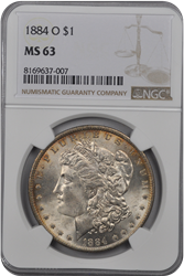 1884 O  Morgan Dollar NGC MS 63