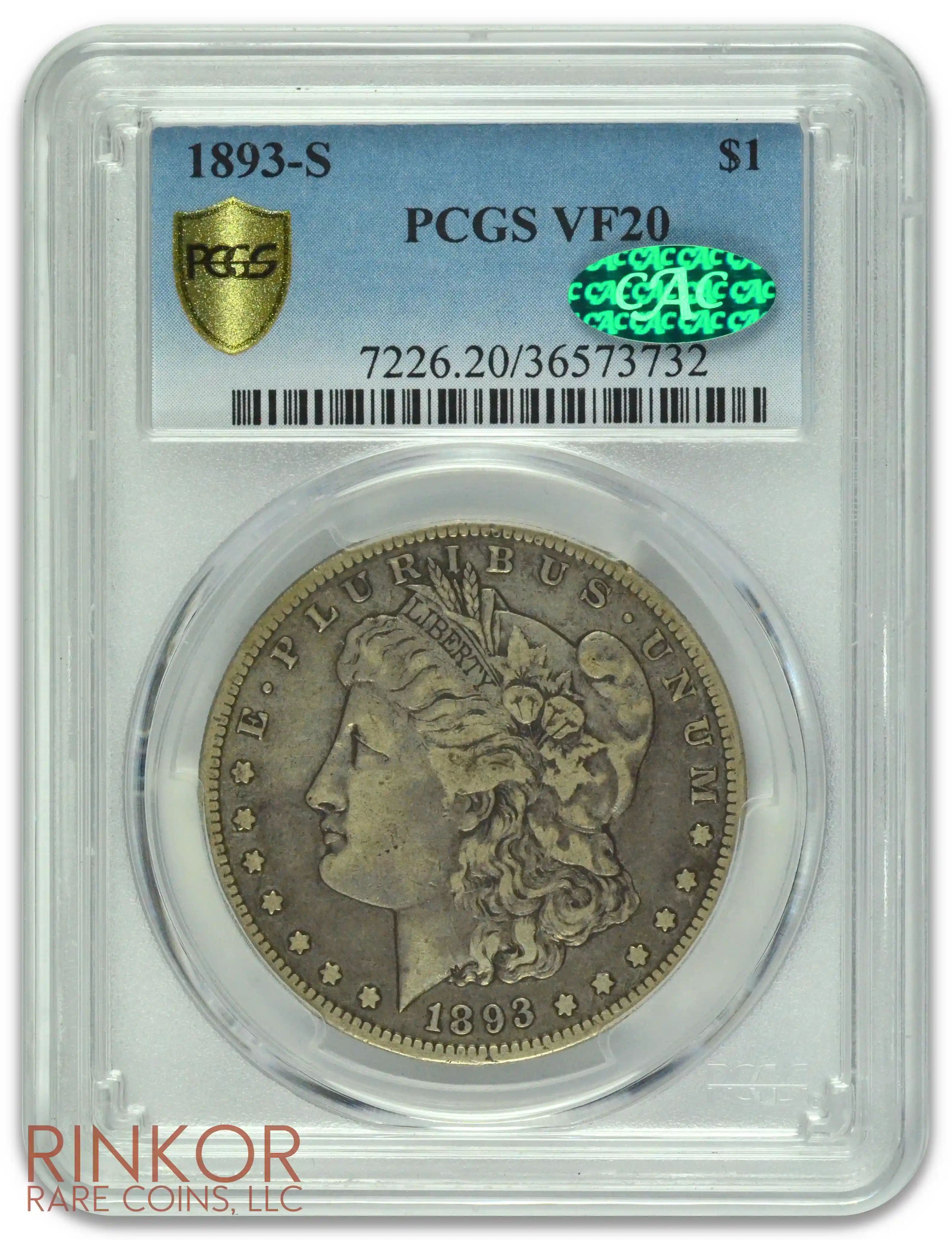 1893-S $1 PCGS VF-20 CAC