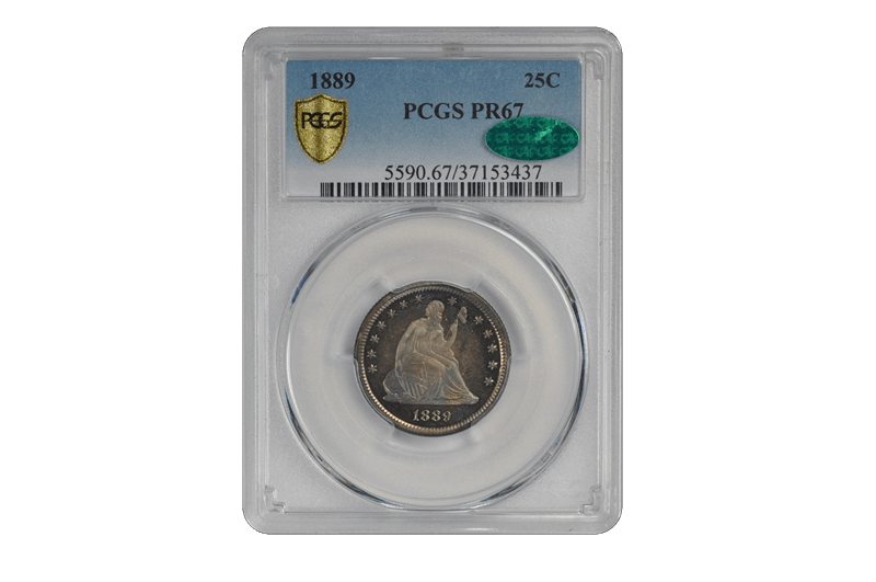 1889 25C Liberty Seated Quarter PCGS  (CAC) #3651-7 PR67