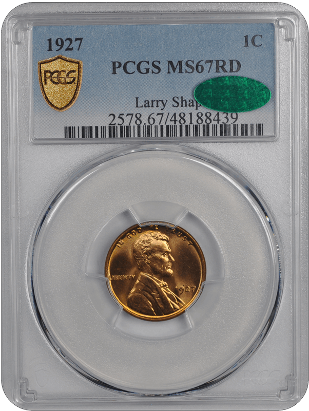 1927 Lincoln PCGS CAC RD 67 