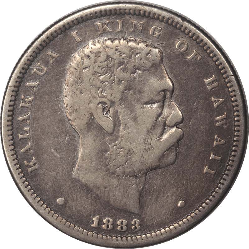 1883 Hawaiian Half Dollar 50c  Circulated Extra Fine - Nice and Original