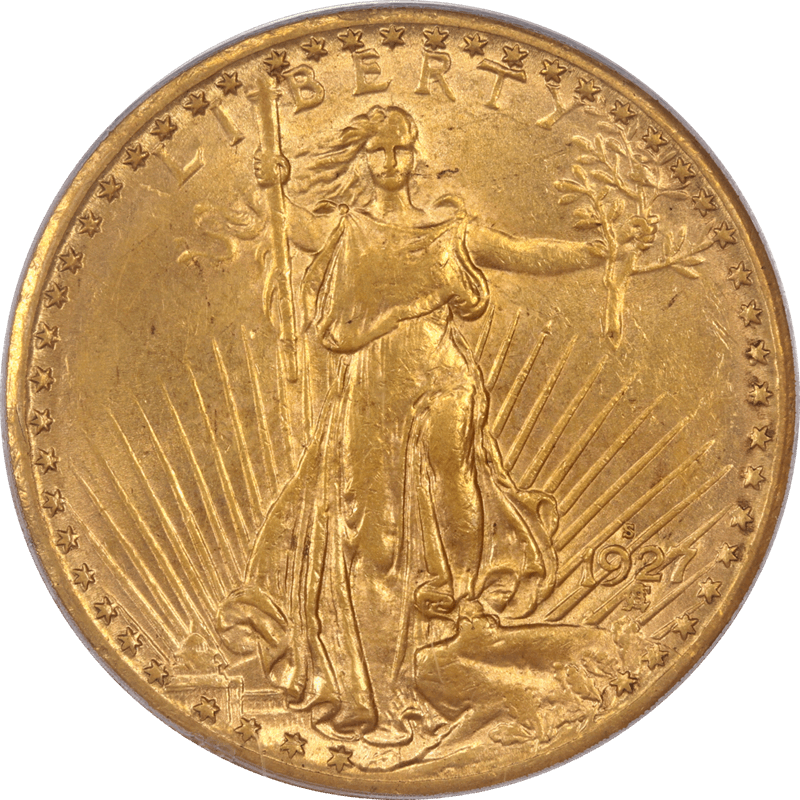 1927-S St. Gaudens $20 Gold Double Eagle PCGS AU58 Rare Low Population Date