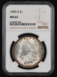 1890 O $1 NGC MS63 MS63