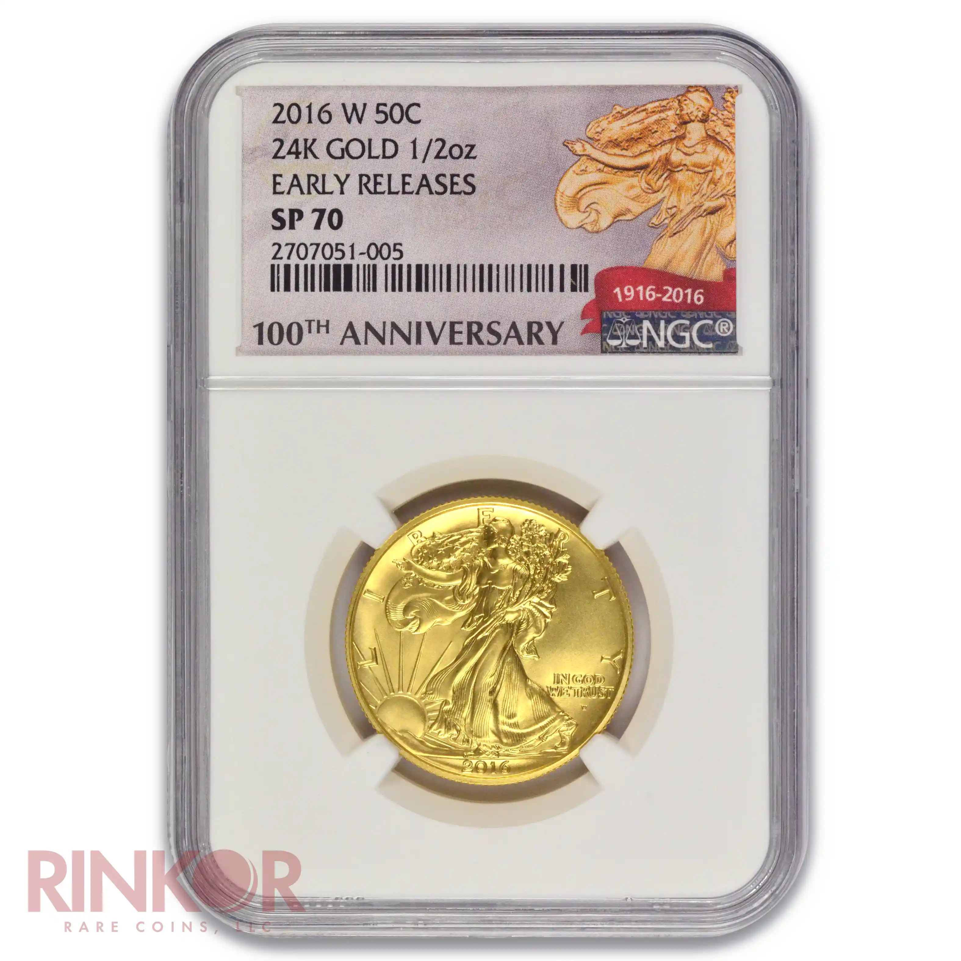 2016-W Gold 1/2oz Walking Liberty Half Dollar 100th Anniversary Early Releases NGC SP 70