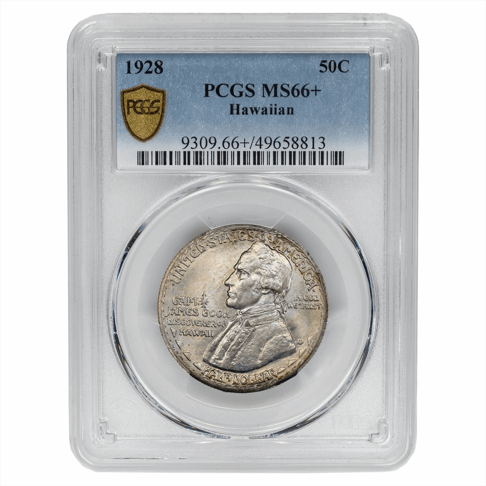 1928 Hawaiian Commemorative Half Dollar 50c, PCGS MS 66+ Nice Original Coin