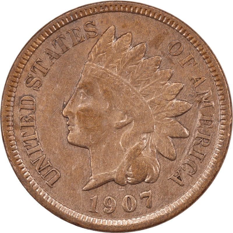 1907 Indian Head Cents 1c, Circulated Extra Fine - Nice Type Coin