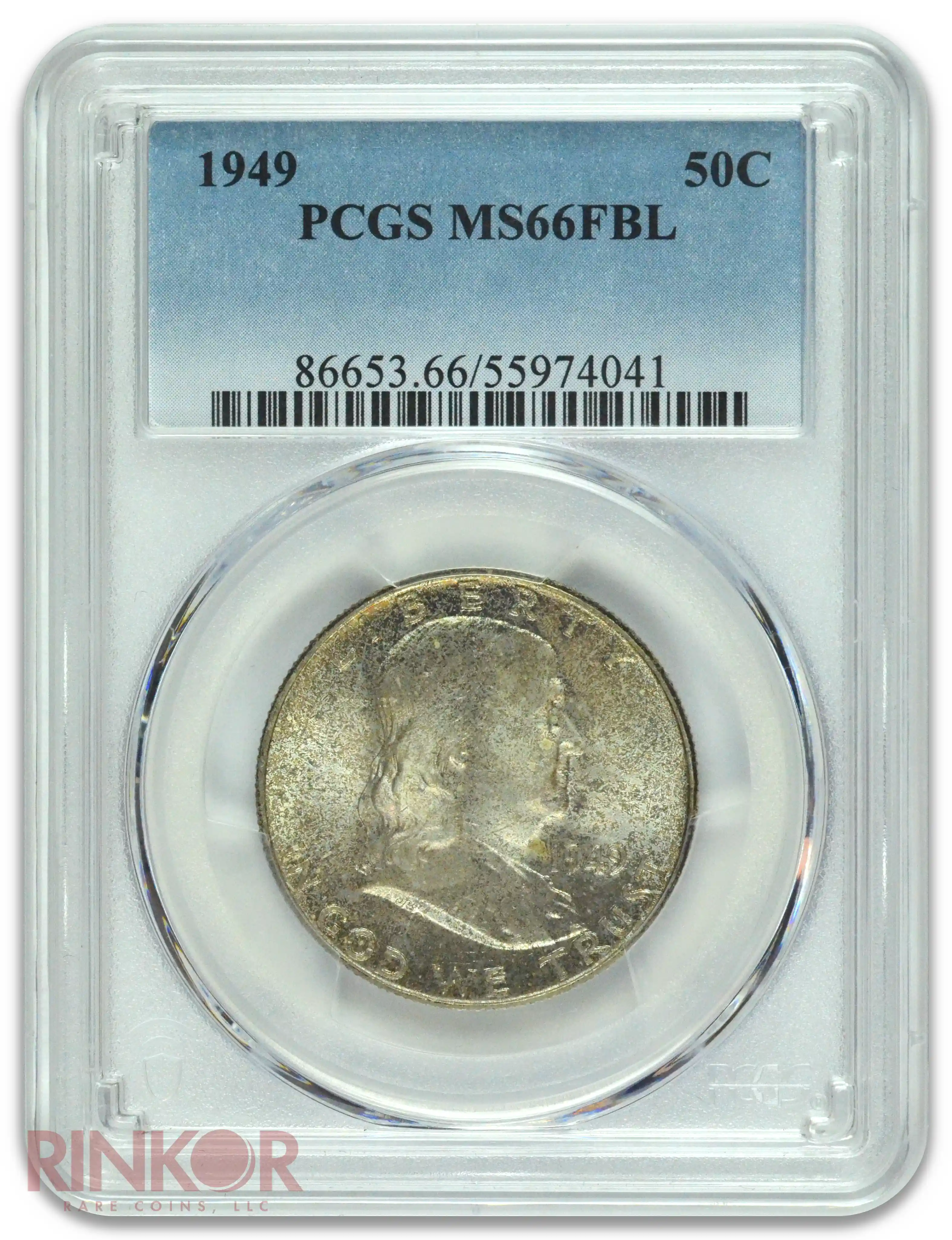 1949 Franklin Half Dollar PCGS MS 66 FBL