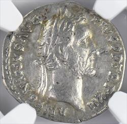 Roman Empire Antoninus Pius AD 138-161 Denarius NGC CH F 