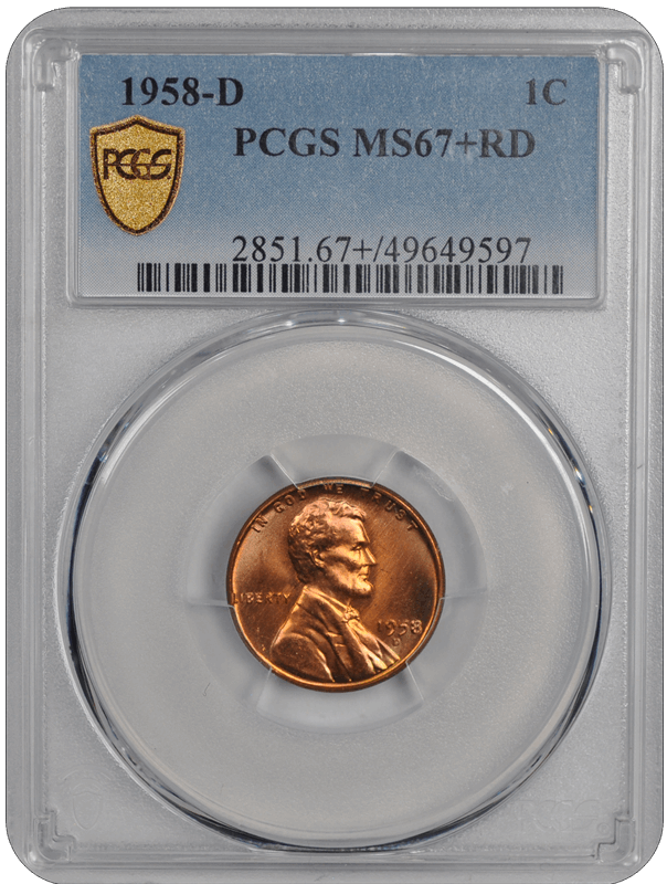 1958-D Lincoln PCGS RD 67+