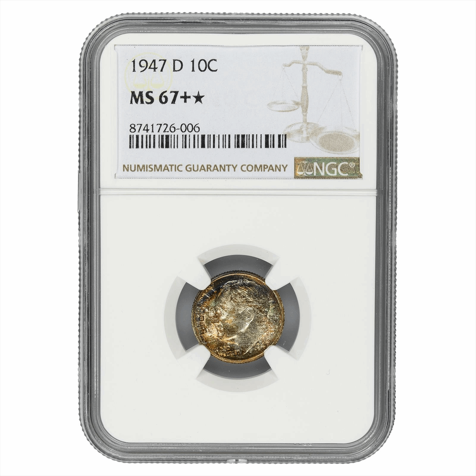 1947-D Roosevelt Dime 10C NGC MS 67+*