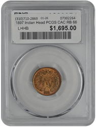 1897 Indian Head PCGS CAC RB 66
