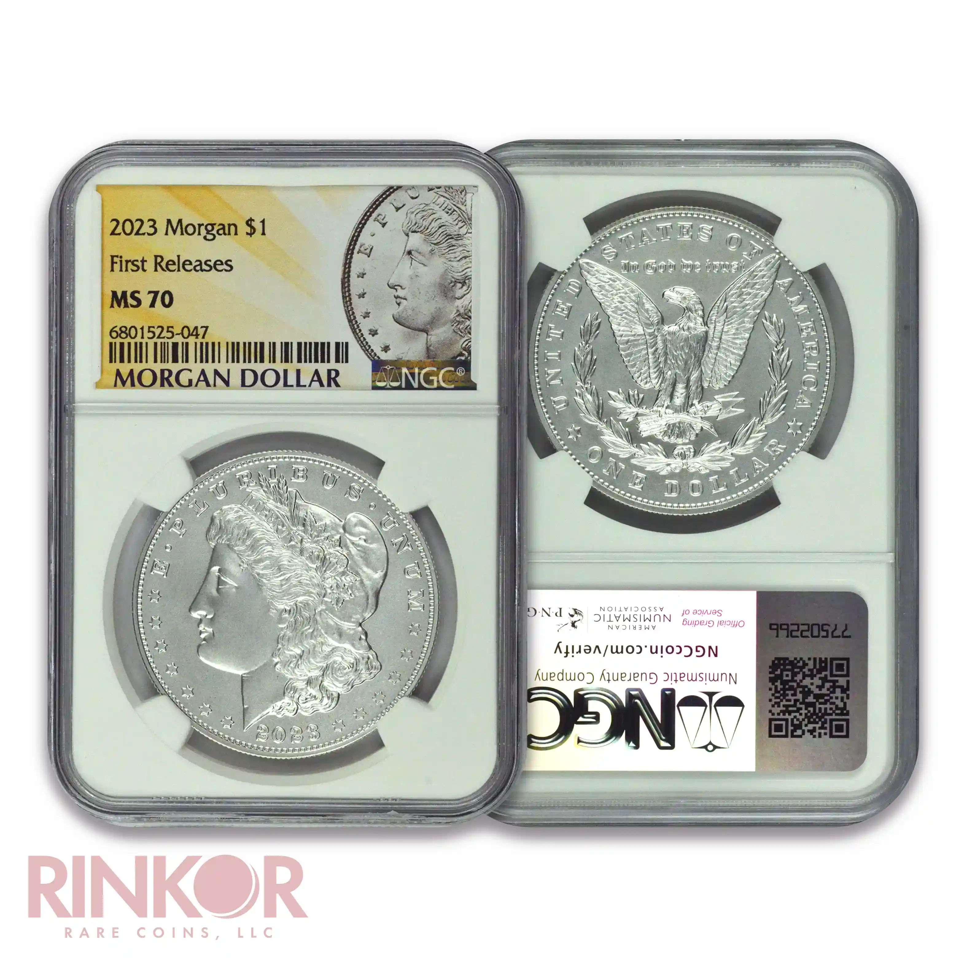 2023 $1 Morgan Dollar and Peace Dollar 2-Coin Set First Releases NGC MS 70