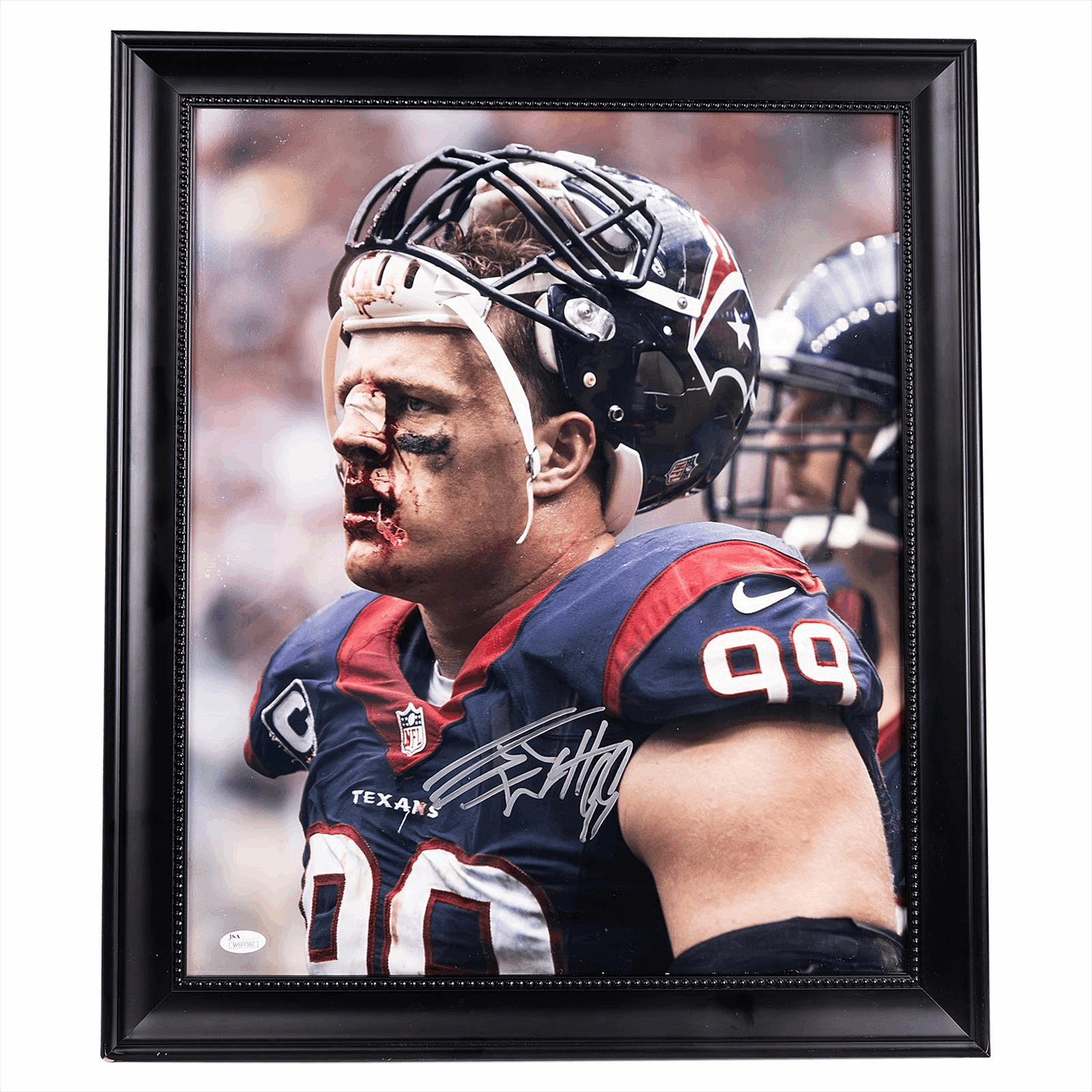 JJ Watt Framed Signed Photo Bloody Nose JSA Certified 