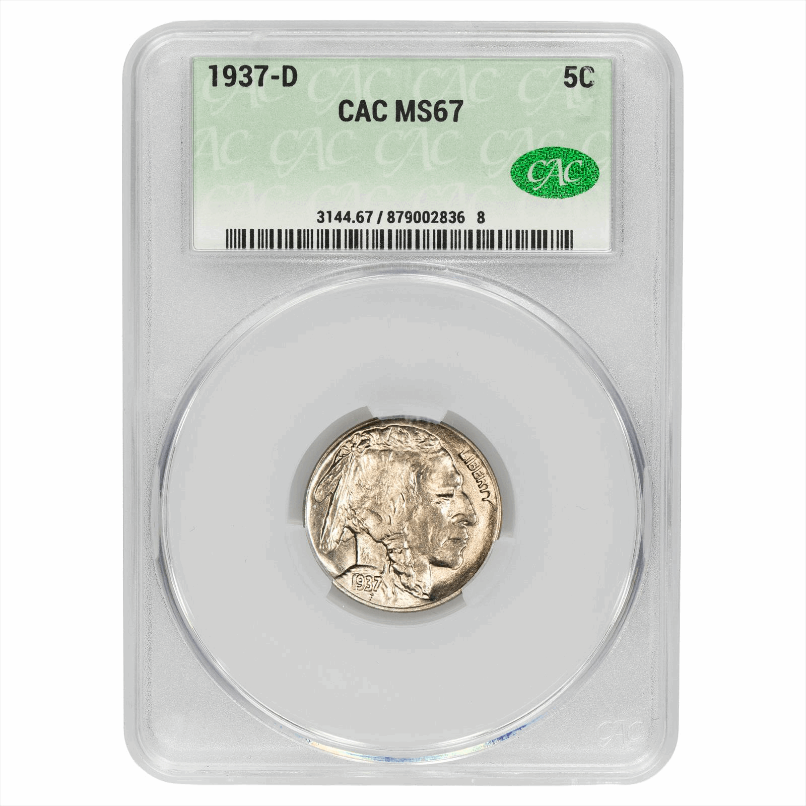 1937-D Buffalo Nickel 5C CACG MS 67