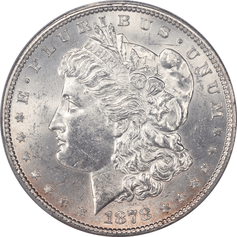 1878 7TF Morgan Silver Dollar $1 PCGS AU58 - Nice White Coin
