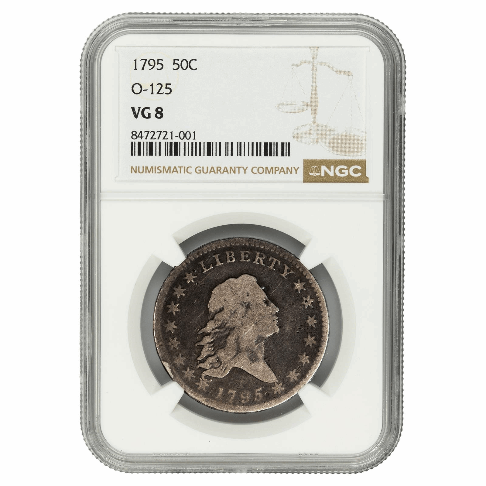 1795 Flowing Hair Half Dollar 50C O-125 NGC VG 08