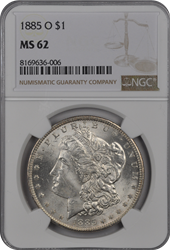 1885 O  Morgan Dollar NGC MS 62