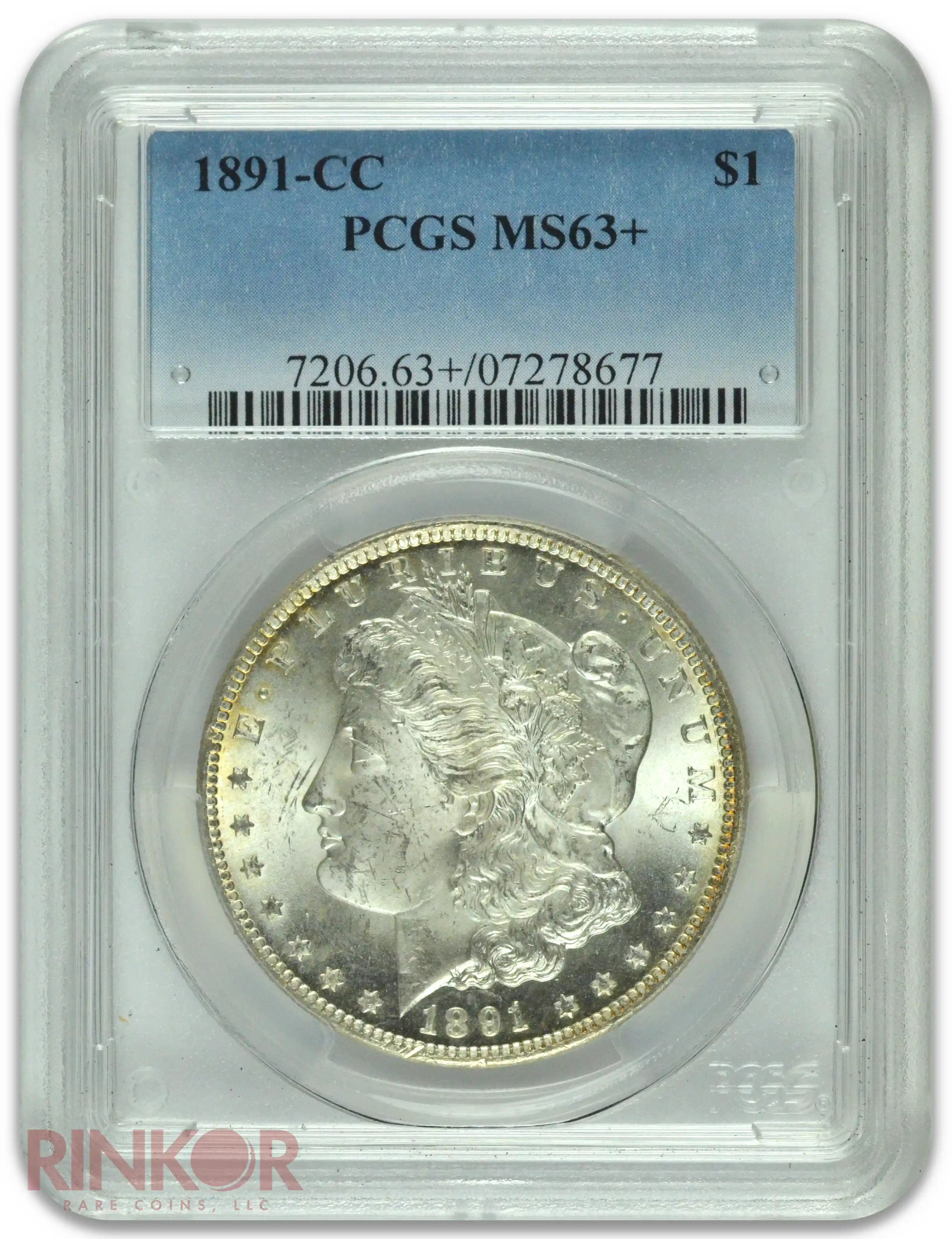 1891-CC $1 Spitting Eagle PCGS MS 63+