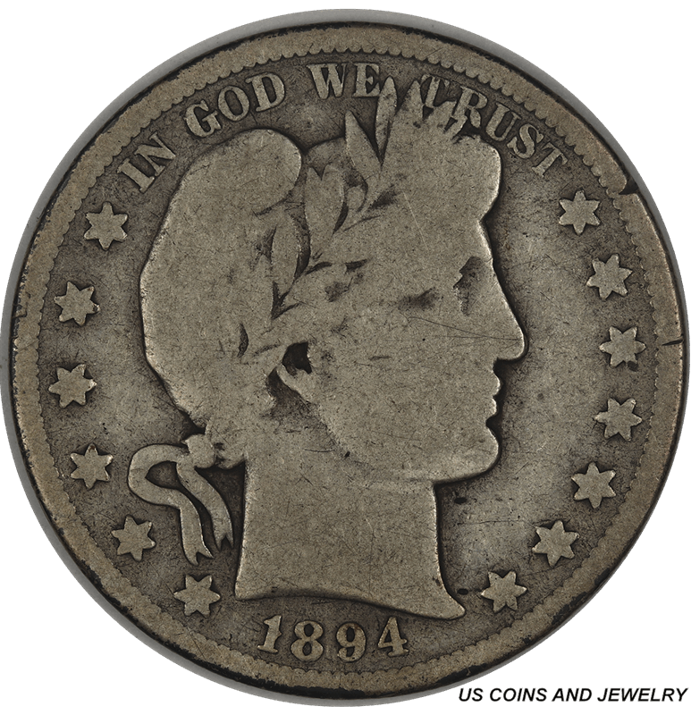 1894-S Barber Half Dollar,  Circulated, Good Condition