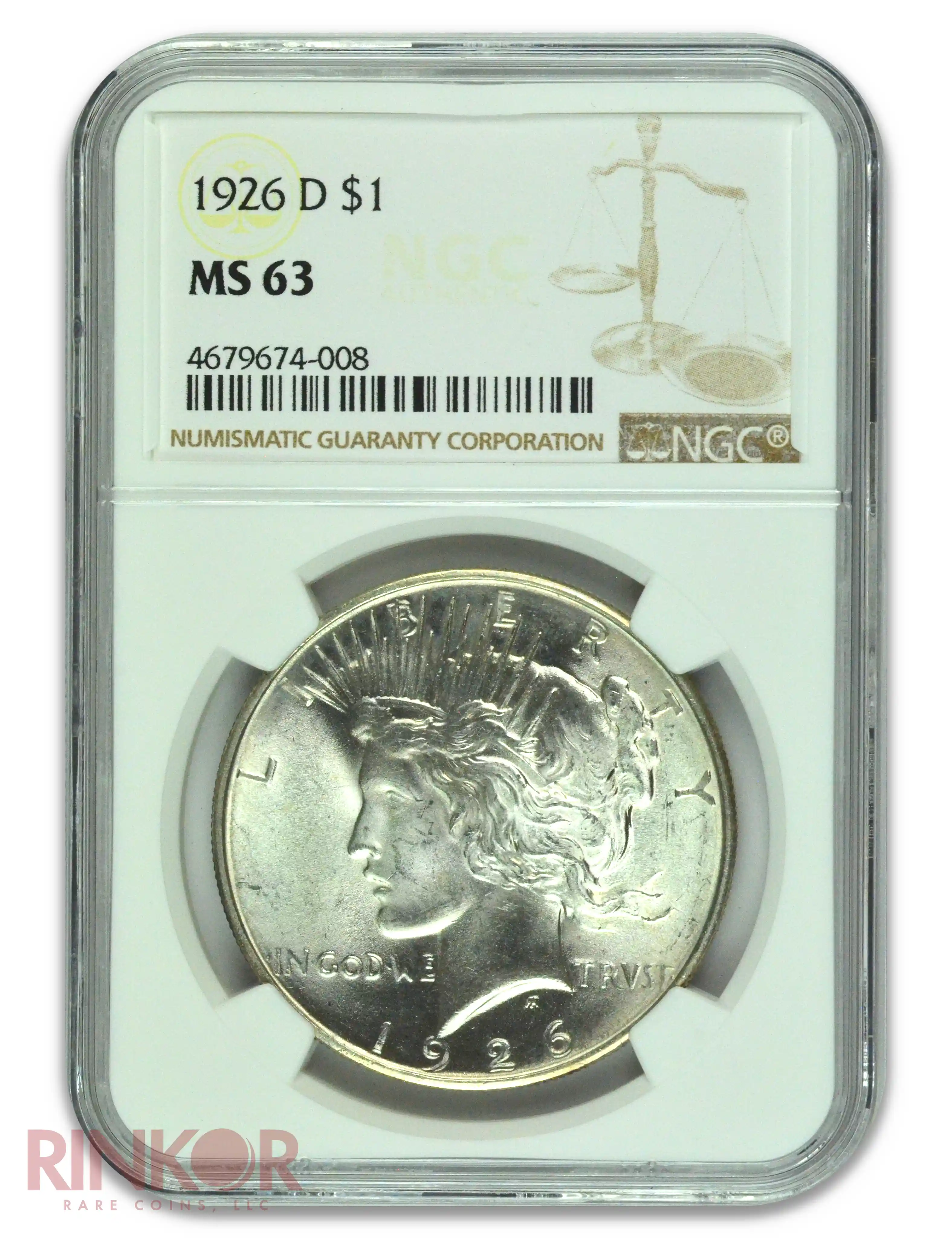 1926-D $1 Peace Dollar NGC MS 63 