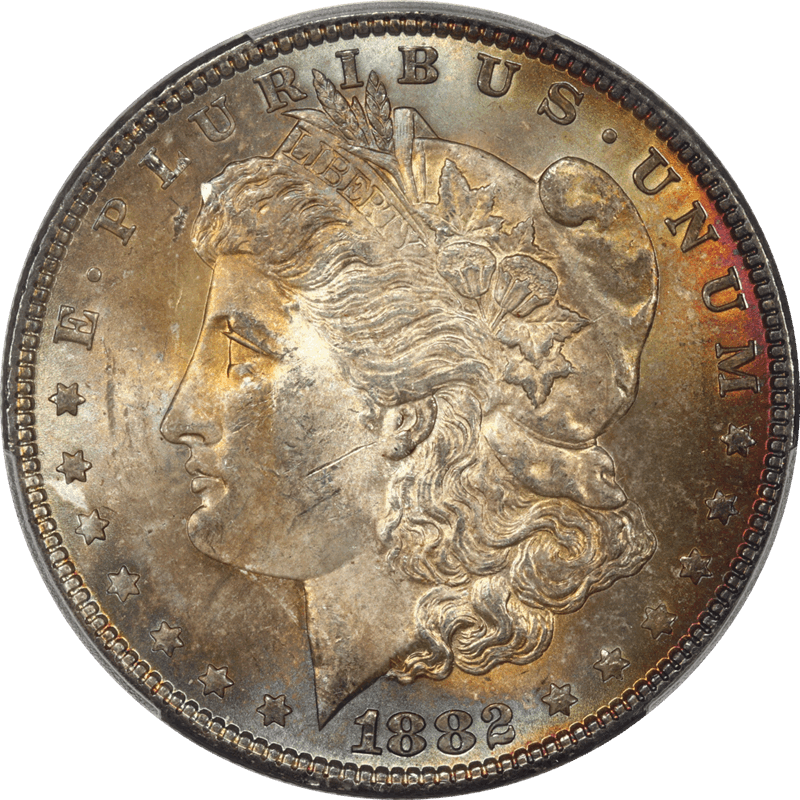 1882 Morgan Silver Dollar $1 PCGS MS63 Toned Surfaces