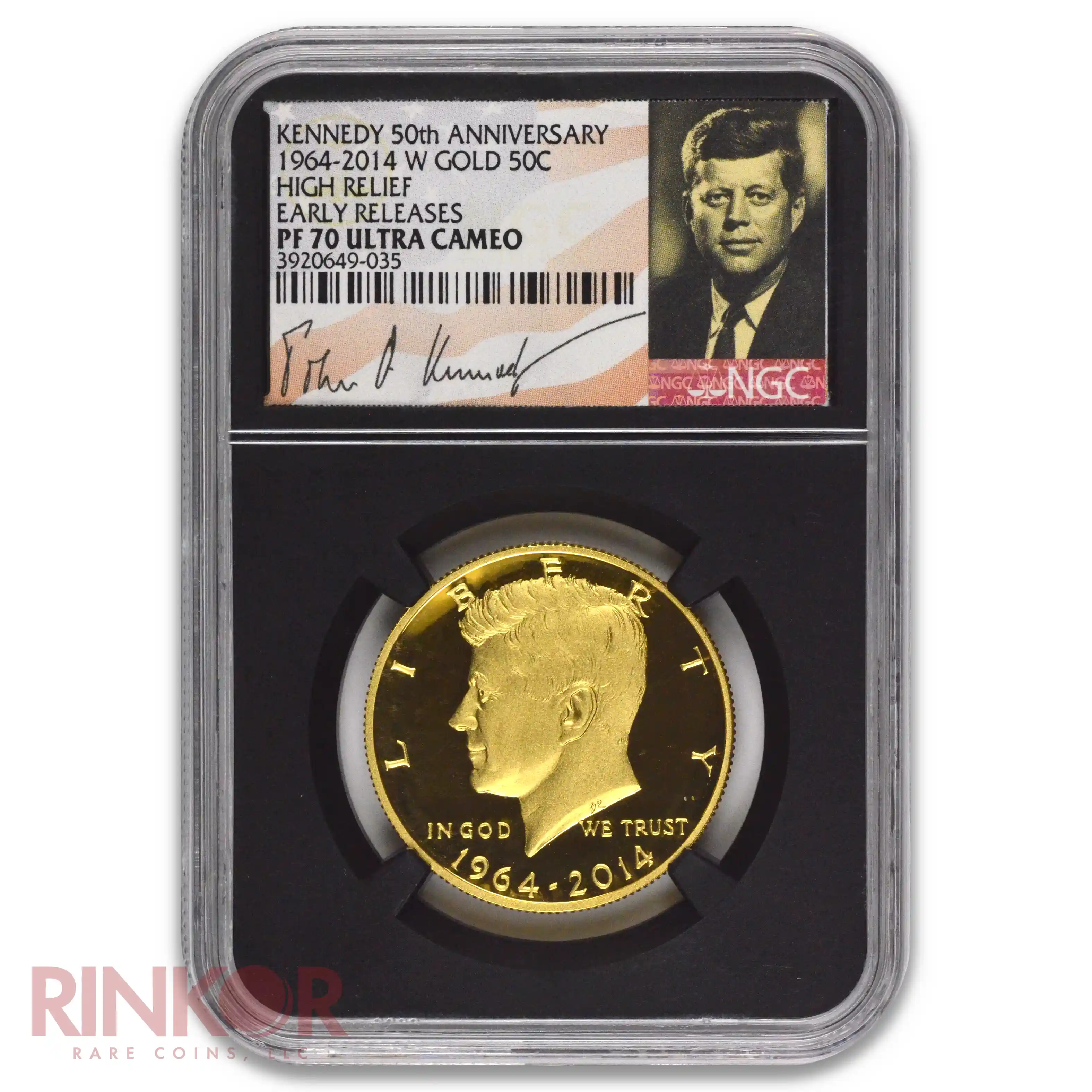 2014-W 3/4oz Gold Kennedy Half Dollar 50th Anniversary Early Releases NGC PF 70
