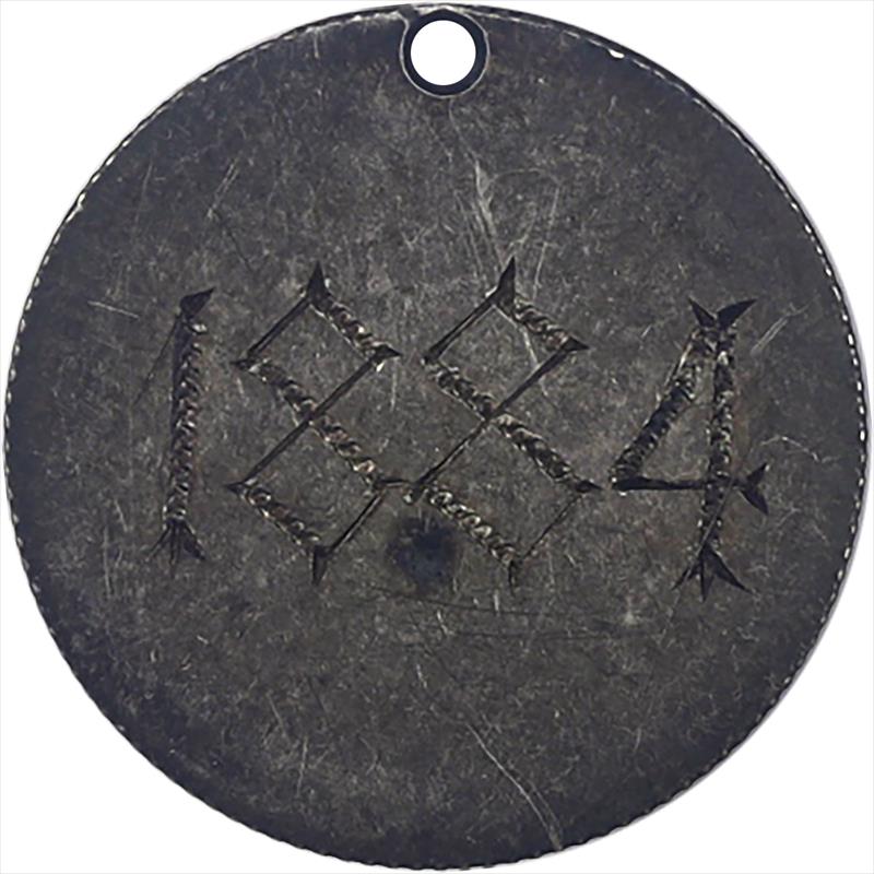 Love Token on an Undated Silver Dime  - Initials, "SM or MS" 1884