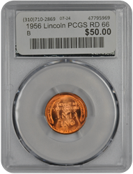 1956 Lincoln PCGS RD 66