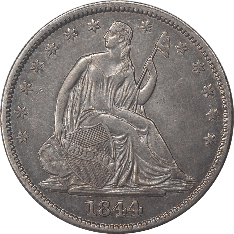 1844 Liberty Seated Half Dollar 50c  Circulated, Extremely Fine