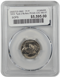1913  Type 2 Buffalo PCGS CAC MS 67