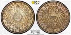 1904 Lubeck 2 Mark PCGS MS65 Toned 