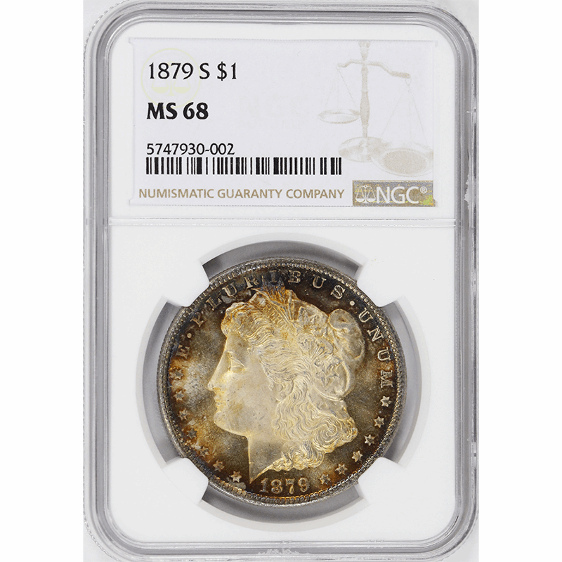 1879-S $1 Morgan Silver Dollar NGC MS68 - Blinding Luster - Toned