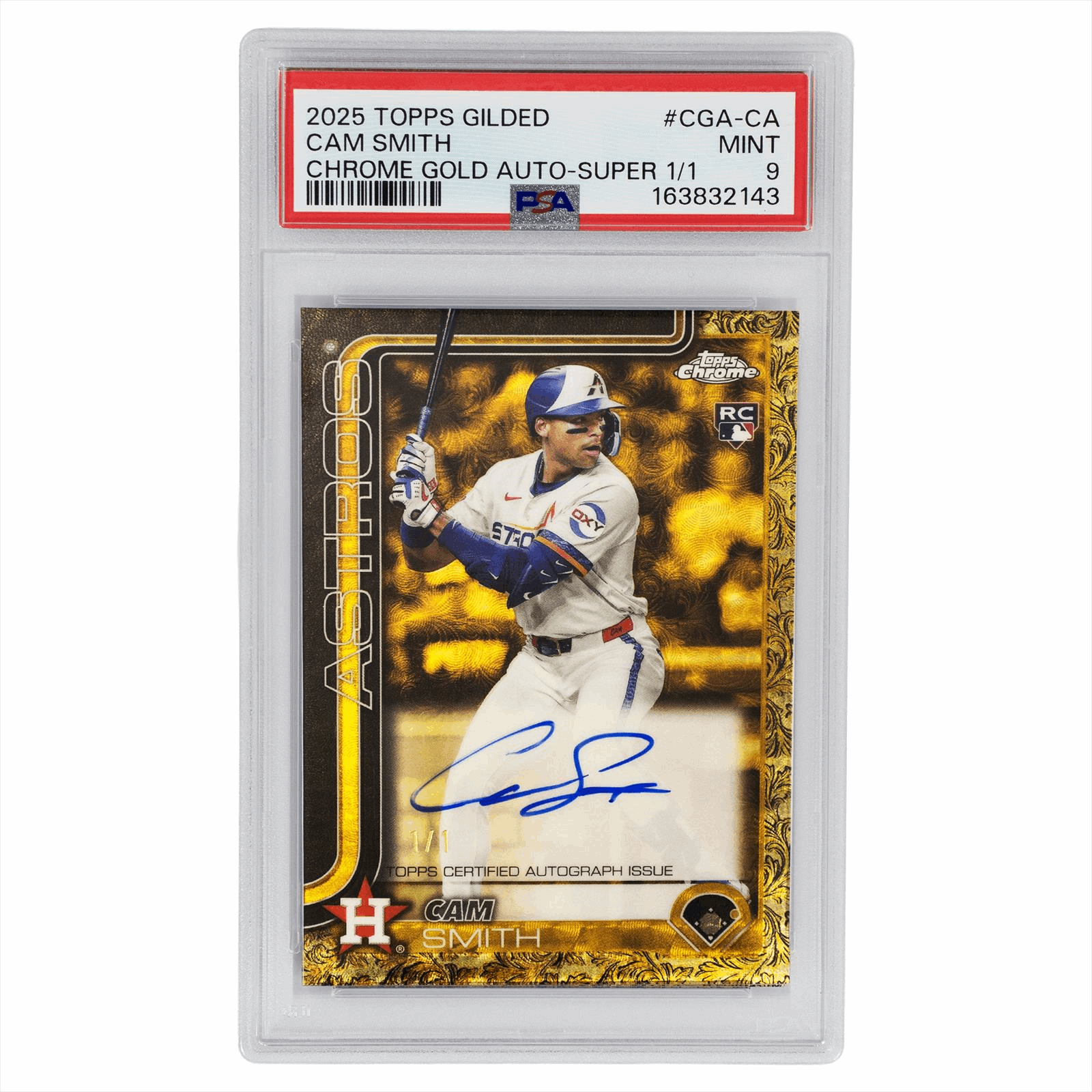 2025 Topps Gilded Cam Smith Chrome Gold Auto - Super 1/1 #CGA-CA PSA MINT 9