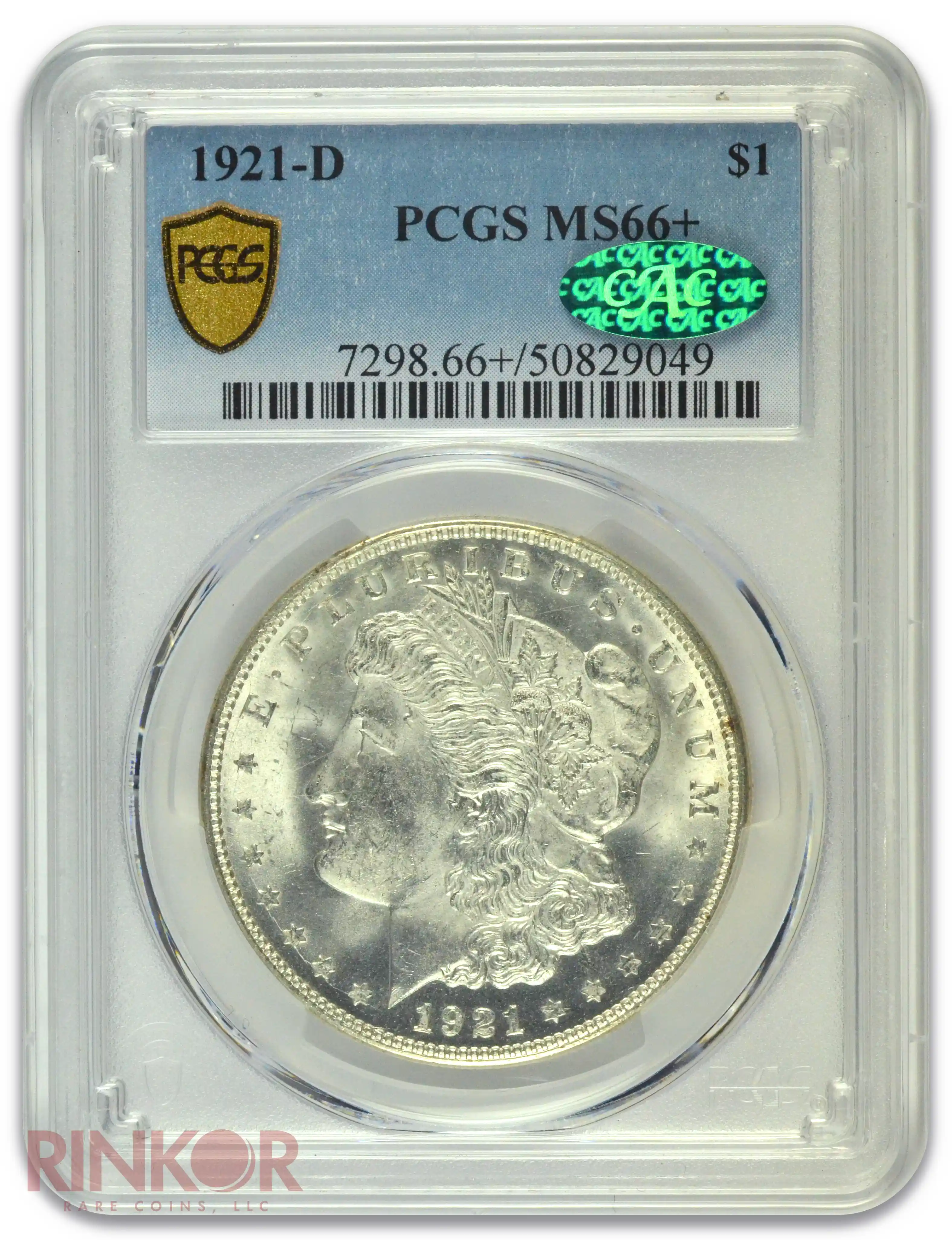 1921-D $1 Morgan Dollar PCGS MS 66+ CAC