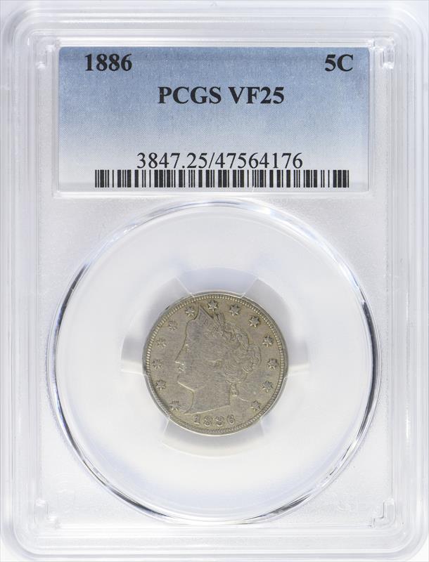 1886 5C PCGS VF-25