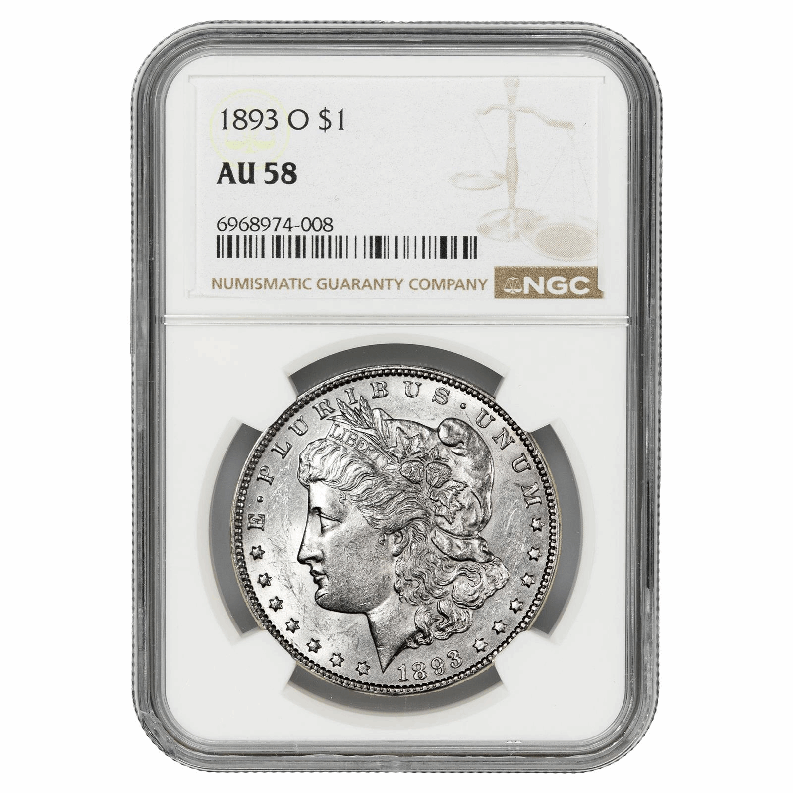 1893-O Morgan Silver Dollar $1 NGC AU 58