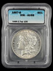 1887 S $1 VAM-2 Top 100 ICG AU 58