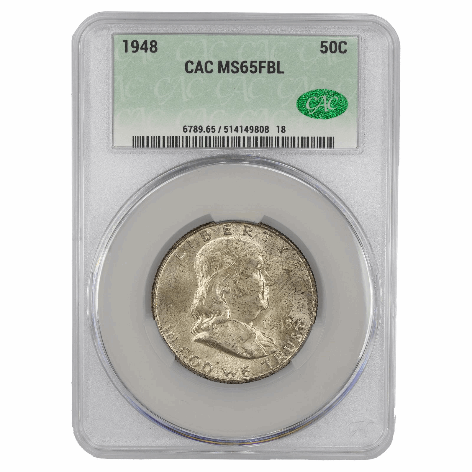 1948 Franklin Half Dollar 50C CACG MS 65 FBL