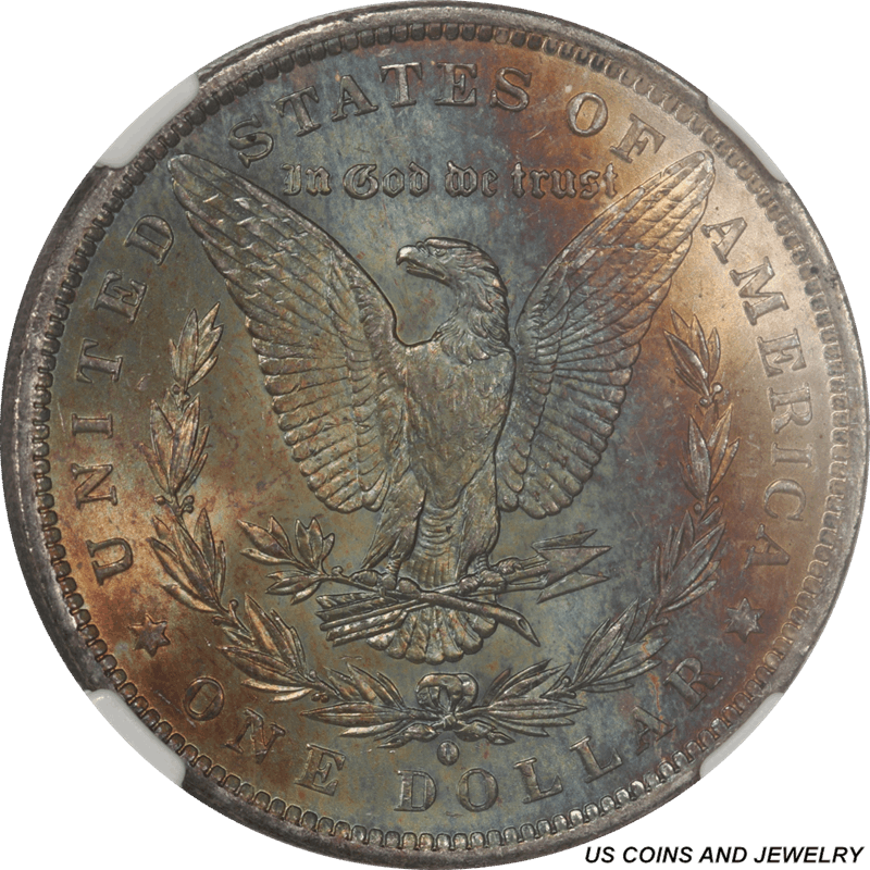 1884-O Morgan Silver Dollar NGC MS 66 * Rainbow Toned Reverse