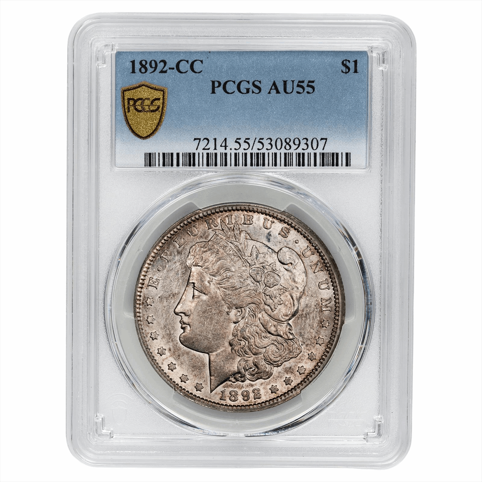 1892-CC Morgan Silver Dollar $1 PCGS AU 55
