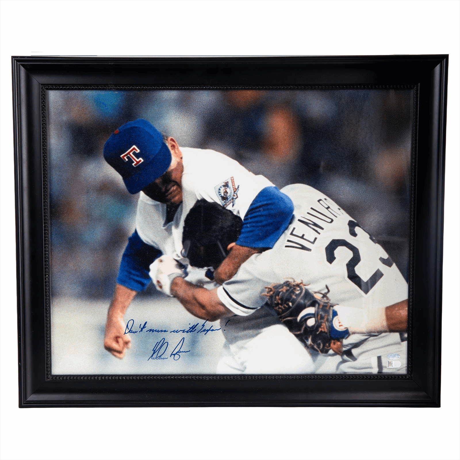 Nolan Ryan Autographed Ventura Fight 16x20 Photo Dont Mess With Texas Nolan Ryan Foundation Certified 