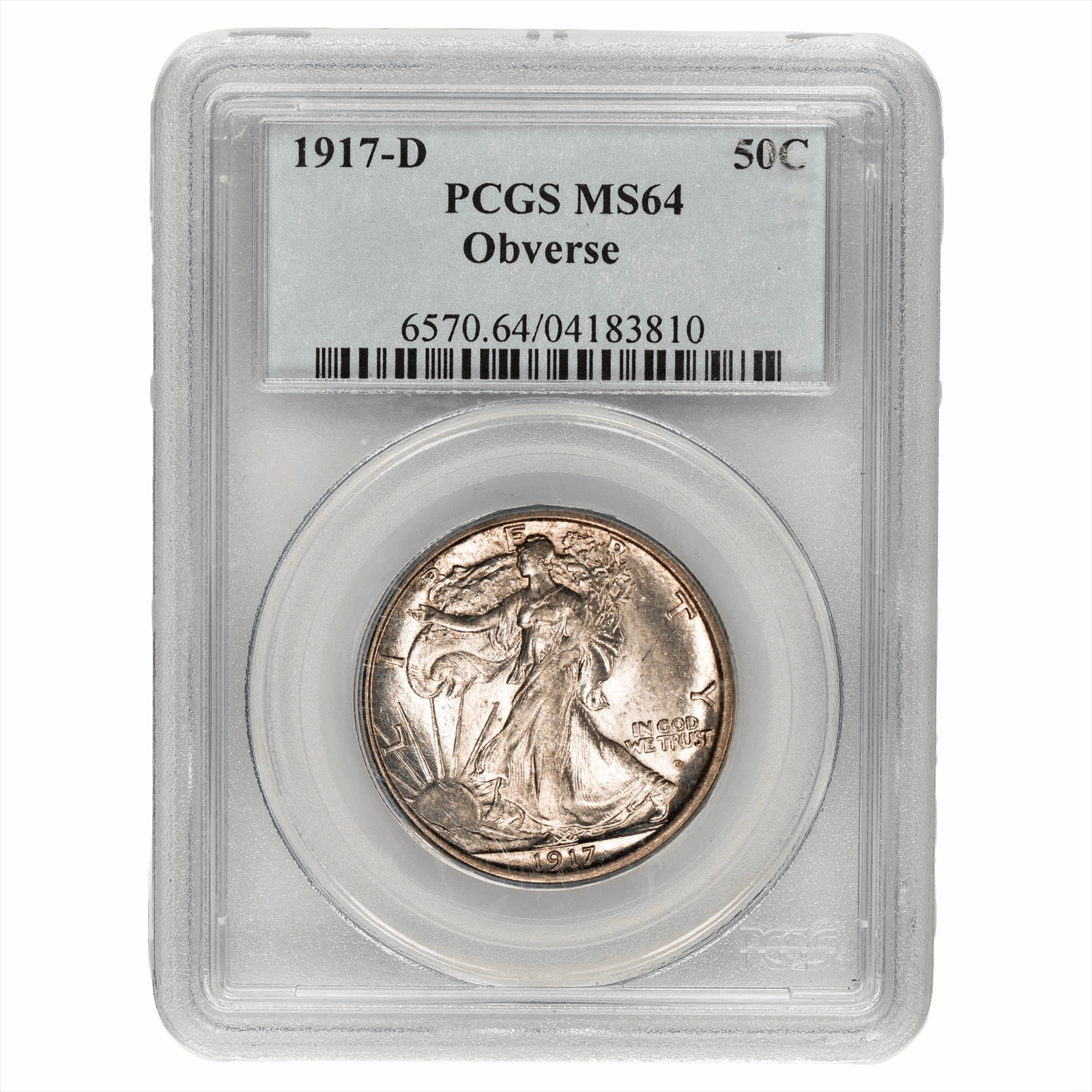 1917-D Obverse Walking Liberty Half Dollar 50C PCGS MS 64 