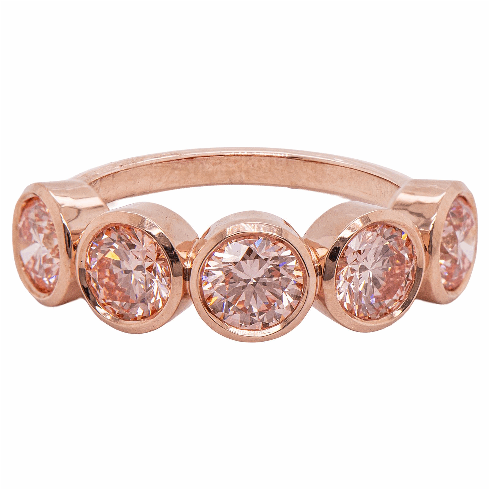 14kt RG Bezel Set Pink Lab Diamond Ring Size 6.5 2.3CTTW 