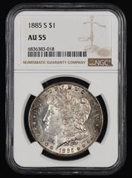 1885 S $1 NGC AU-55